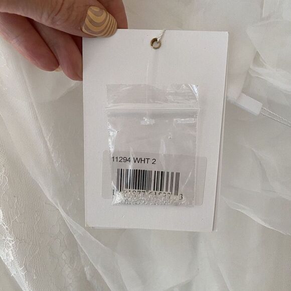 Mac Duggal Sz 2 White Halter Neck Flowy Petal A Line Mini Dress $698 NWT - Picture 10 of 10